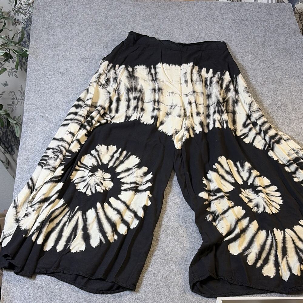 Women's Cropped Wide Pants Elastic Waist Boho 8